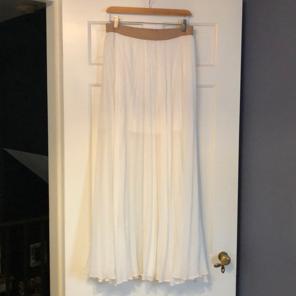 BCBG MaxAzria White Pleated Maxi Skirt